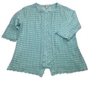 Isaac Mizrahi Light Blue Textured Cardigan